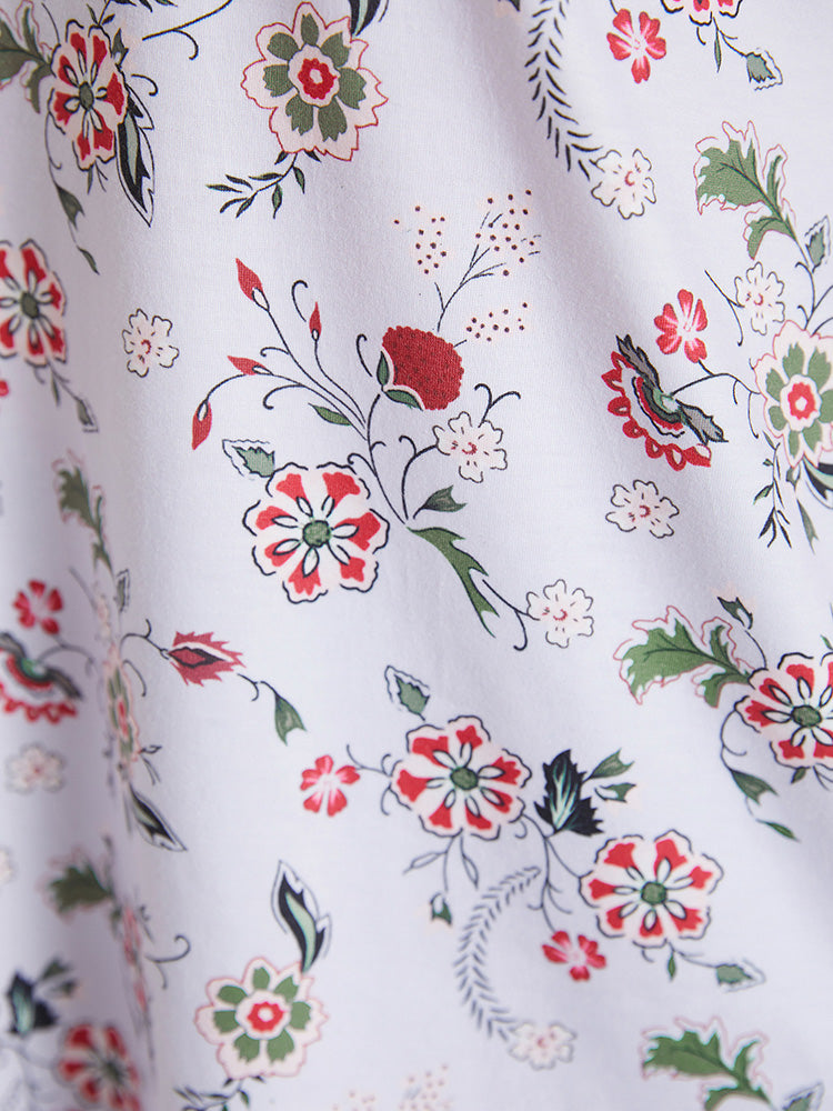 Ditsy Floral Shirred Arc Hem Tank Top