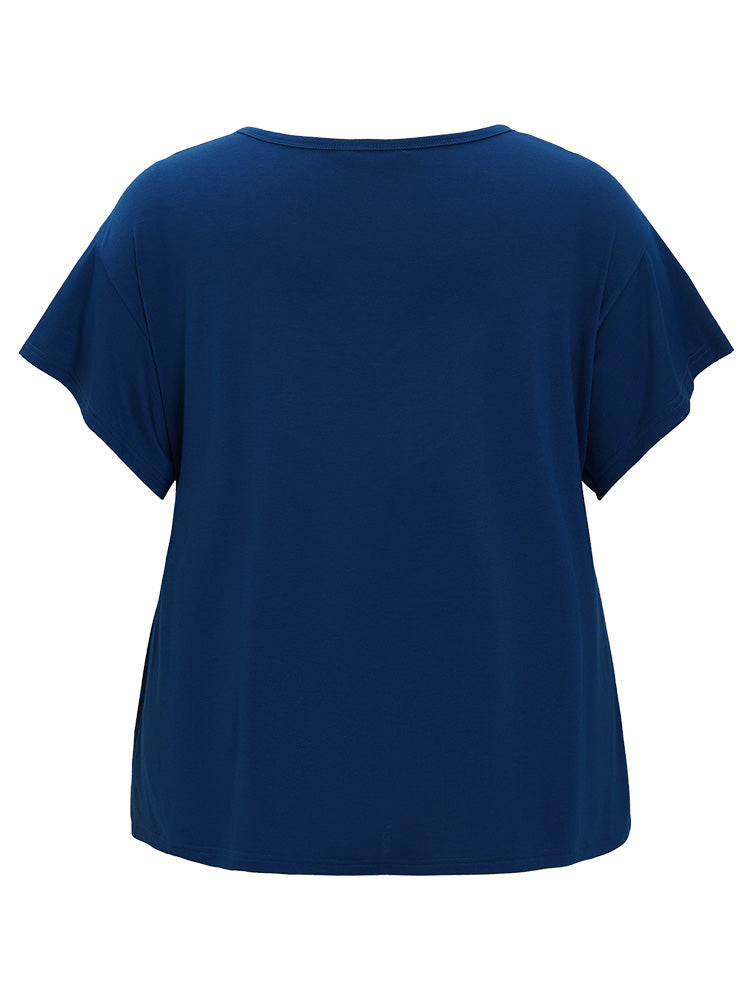 Leopard Contrast Batwing Sleeve Patchwork T-shirt