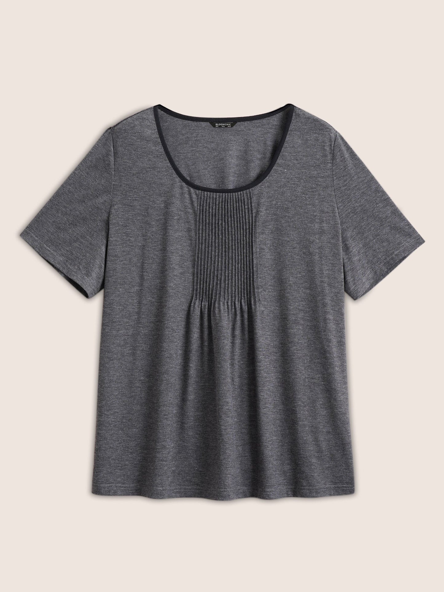 Pleated Detail Contrast Trim T-shirt