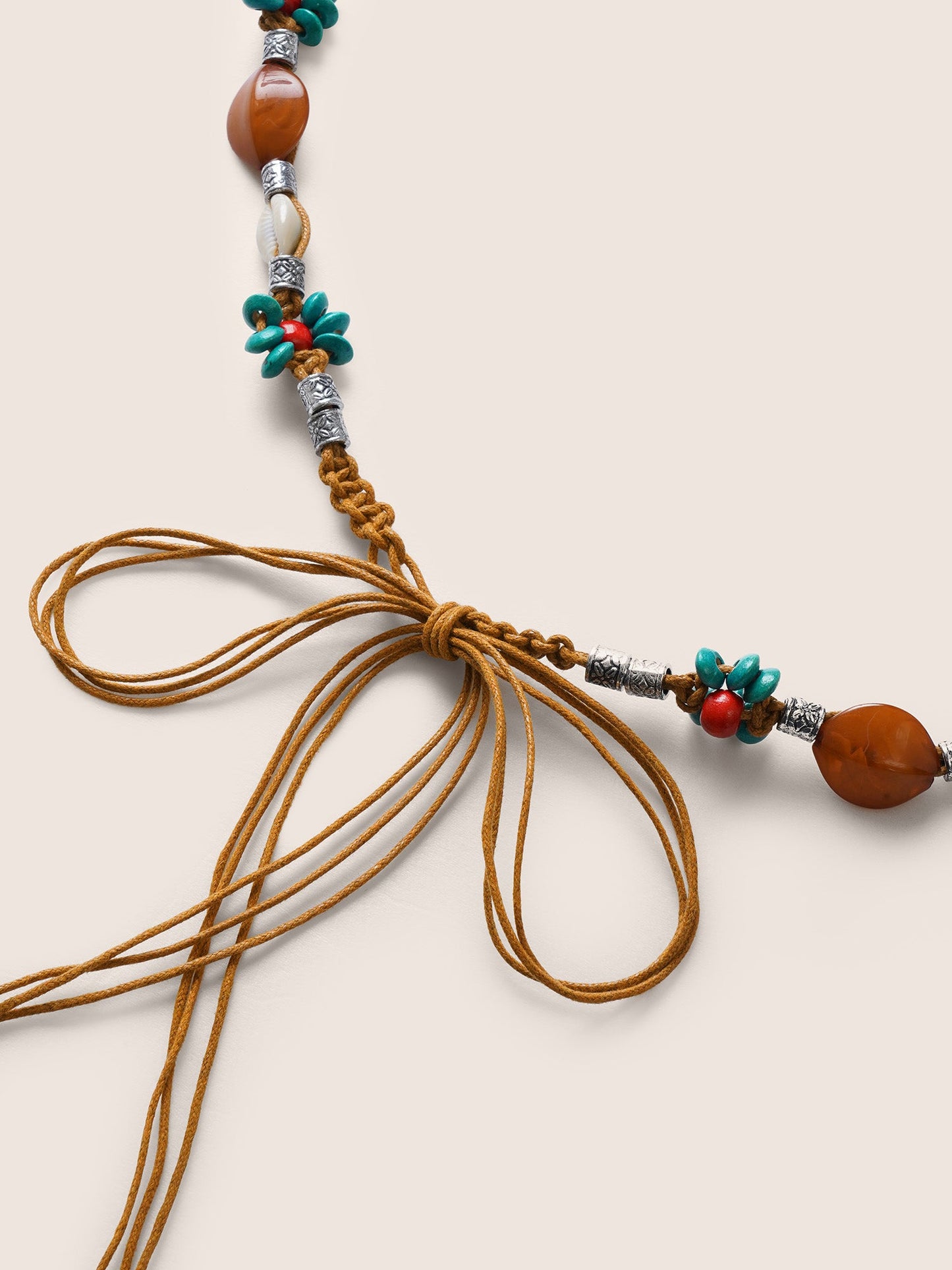 Vacation Shell & Natural Stone Chain Weave Belt