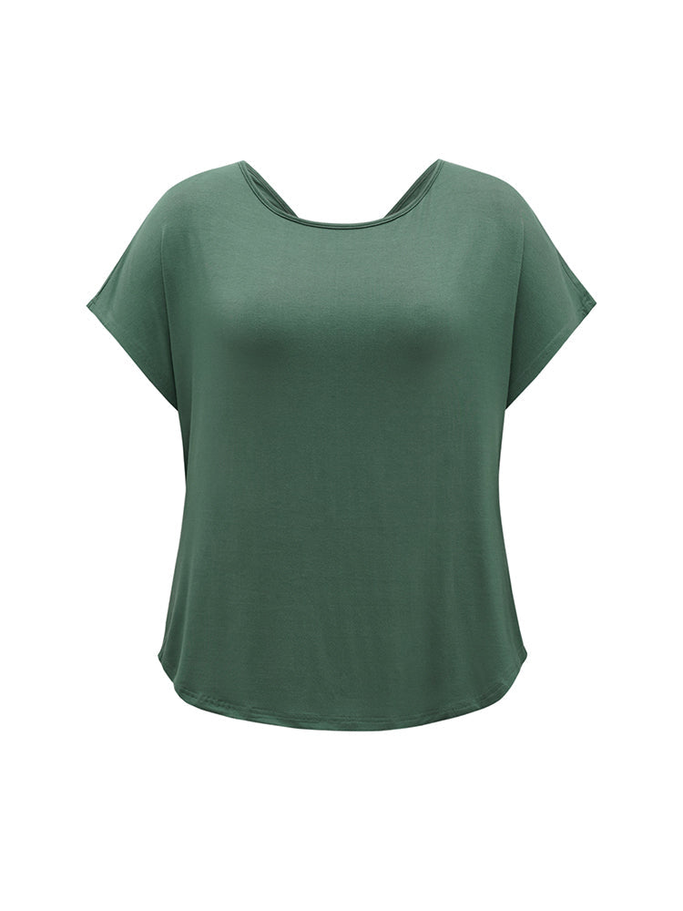 Supersoft Essentials Plain Batwing Sleeve Cut Out T-shirt