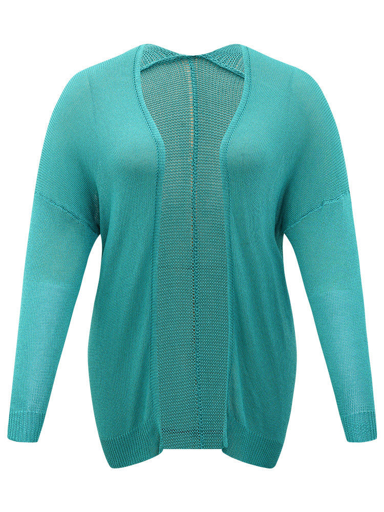 Plain Open Front Loose Slightly Stretchy Cardigan