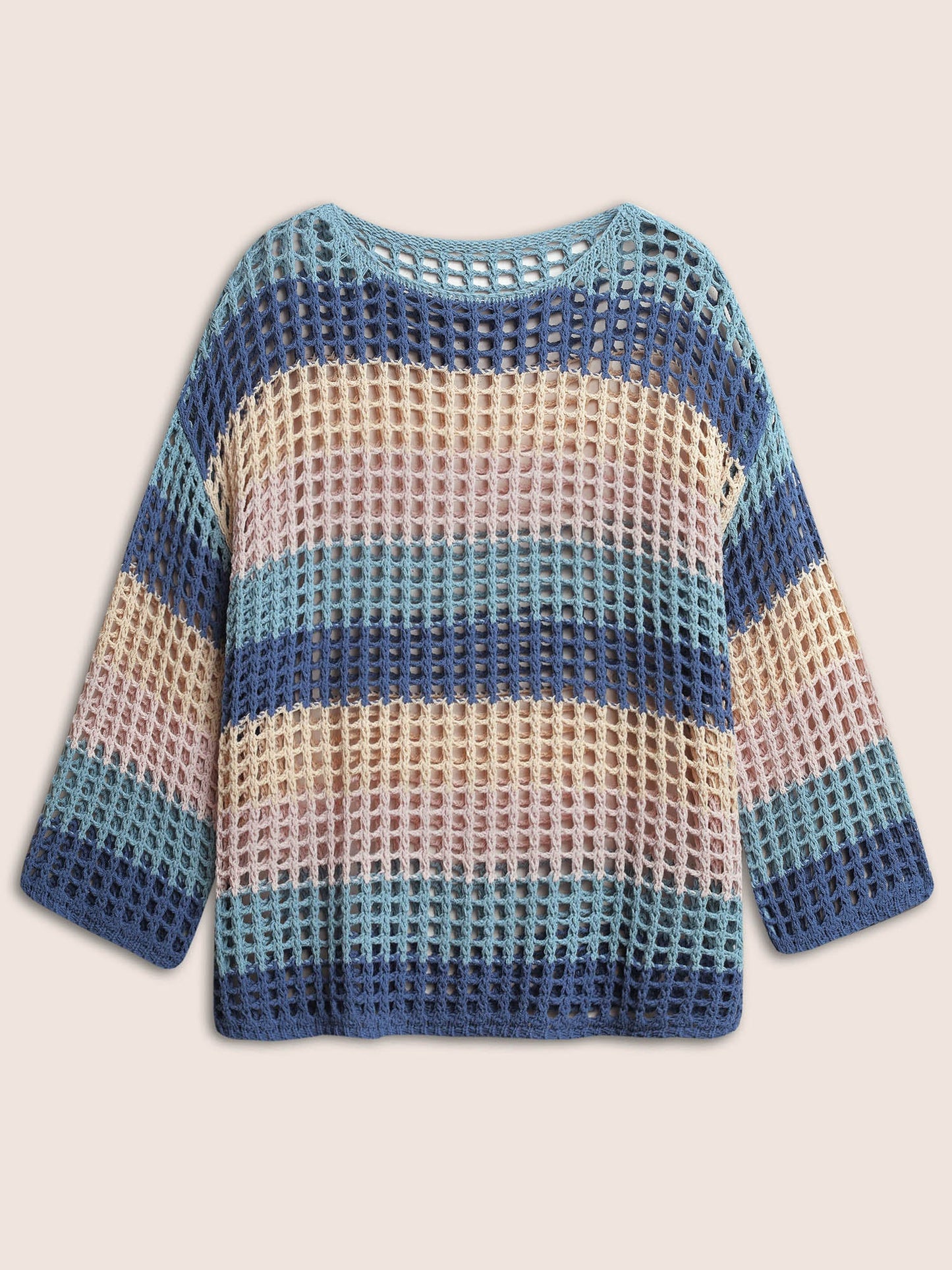 Colorblock Contrast Cut Out Mesh Swim Cover Up