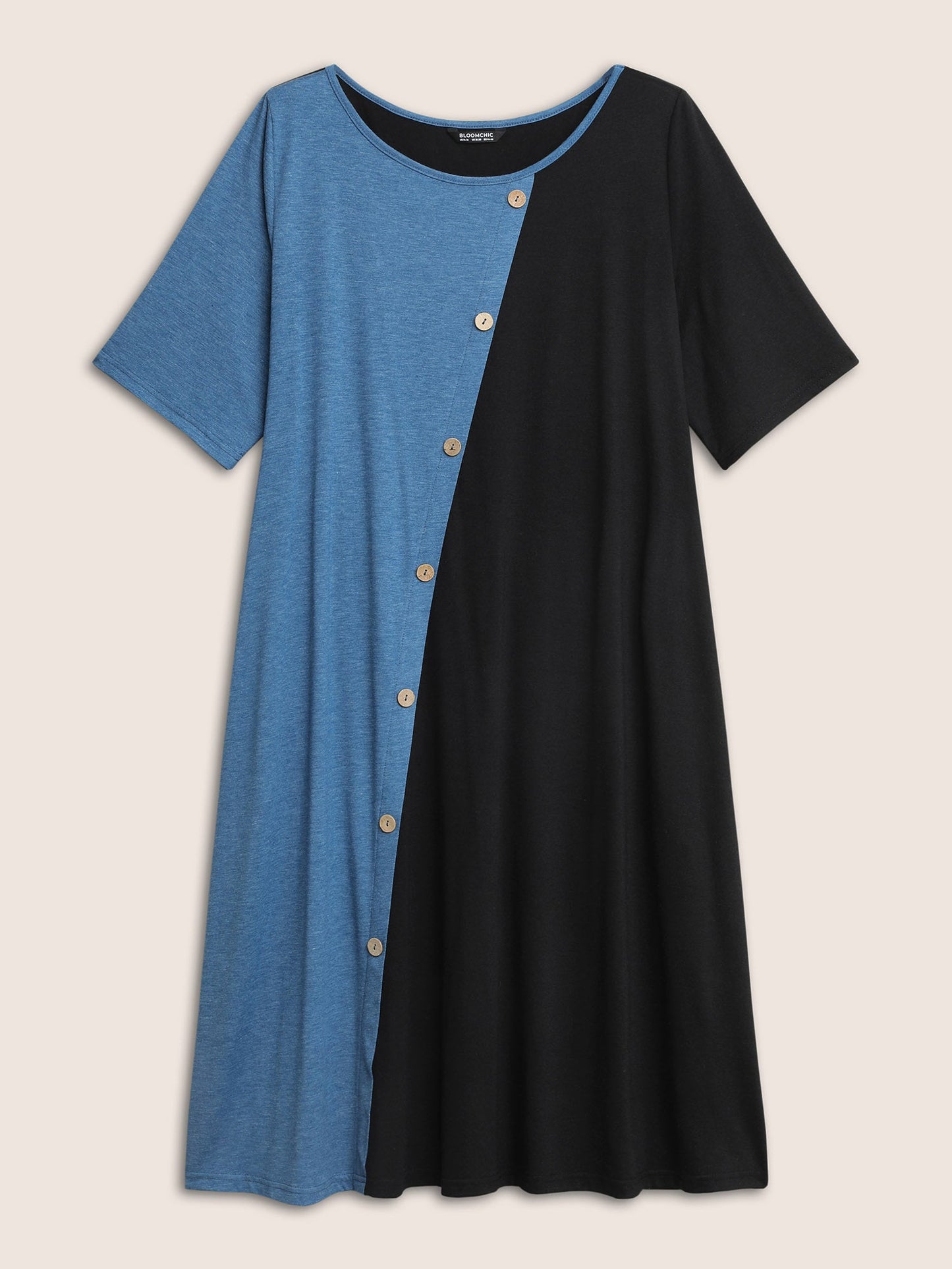 Supersoft Essentials Colorblock Button Detail Patchwork Dress