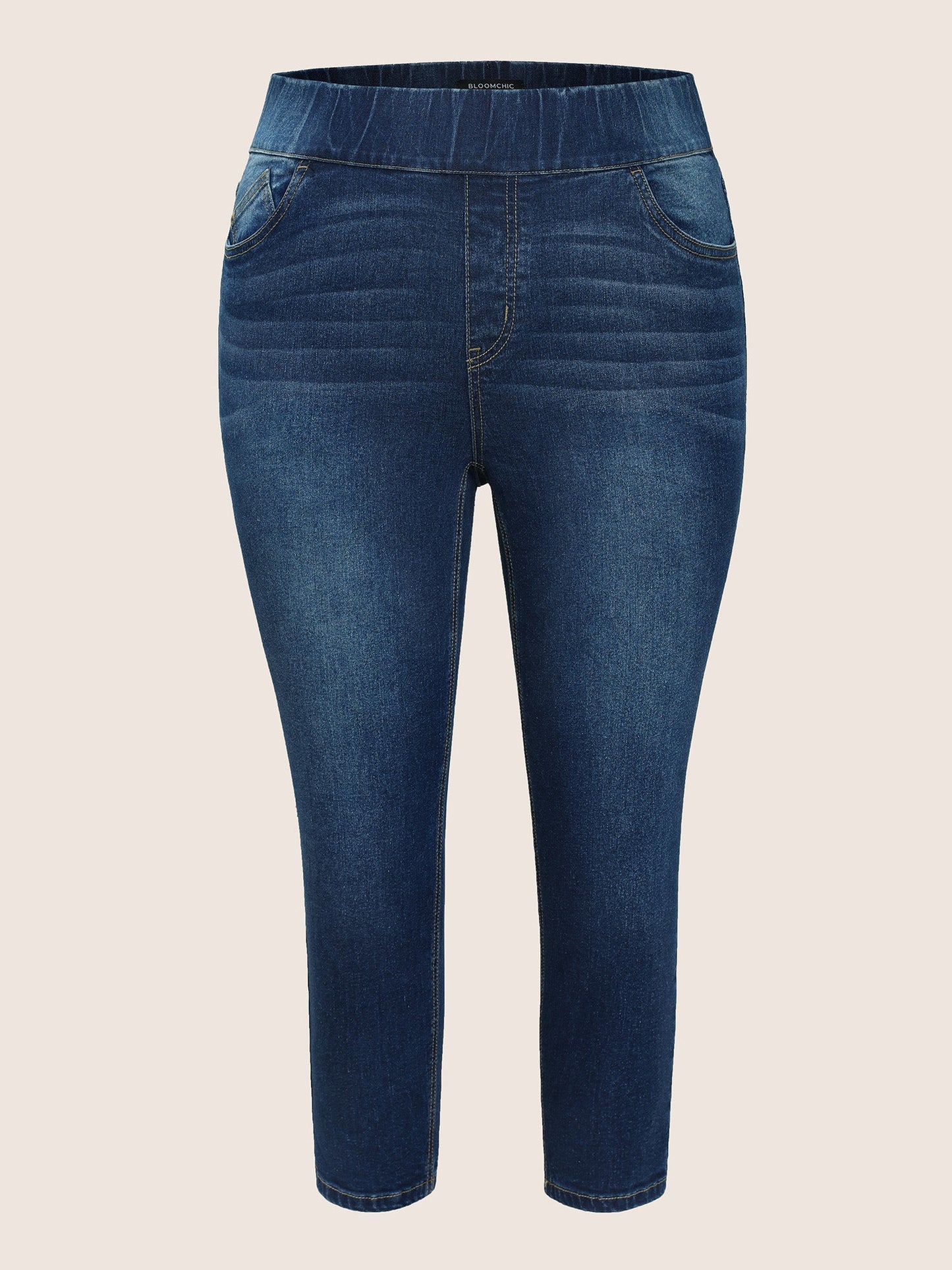 Elastic Waist Very Stretchy Slim Cropped Jeans
