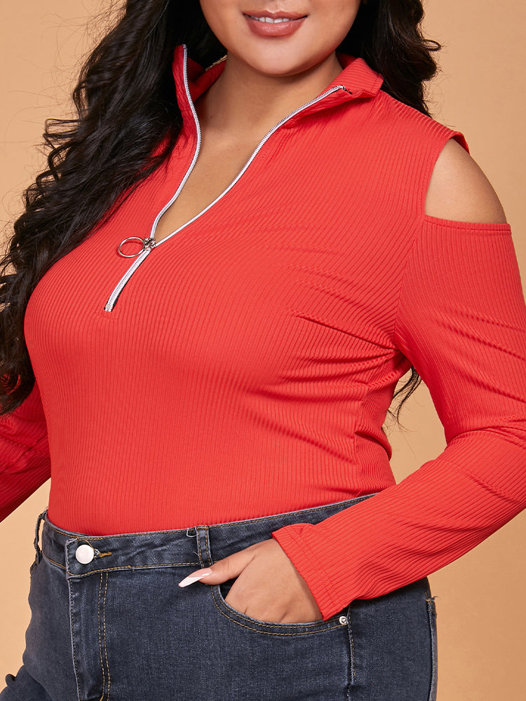 Half Zipper Cut Out T-shirt