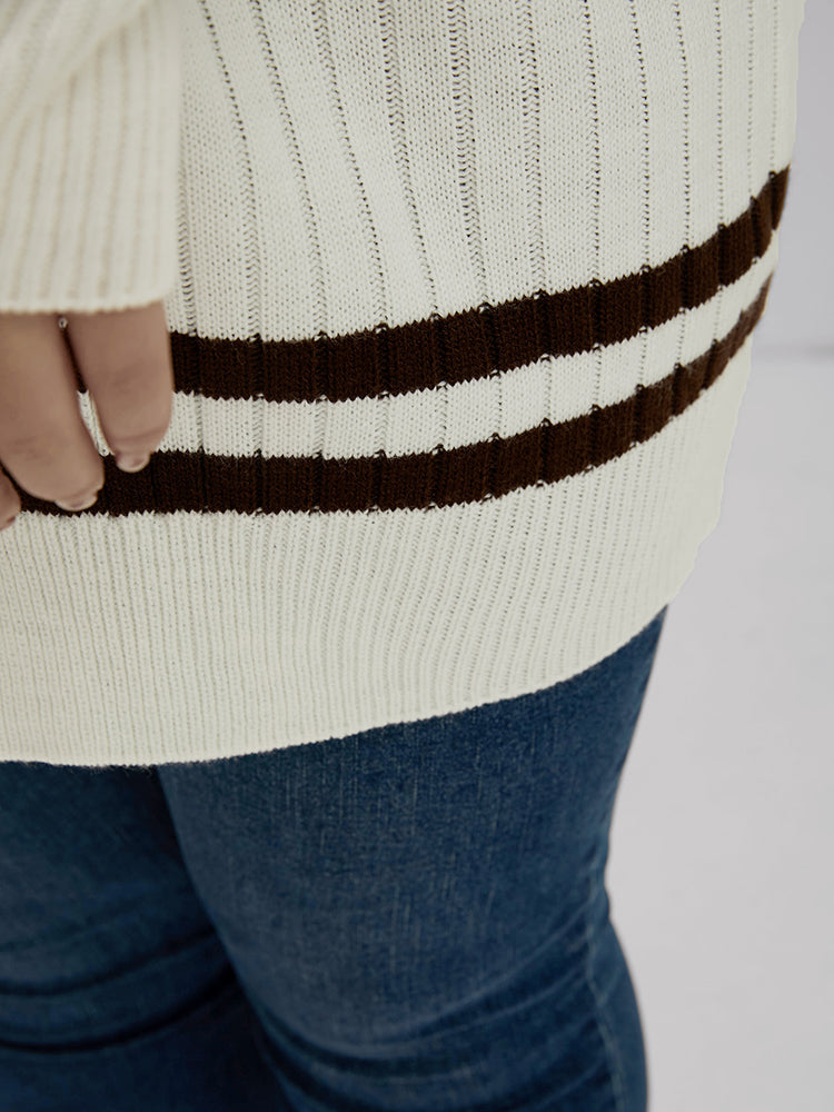 Colorblock Contrast Pointelle Knit Eyelet Open Front Cardigan