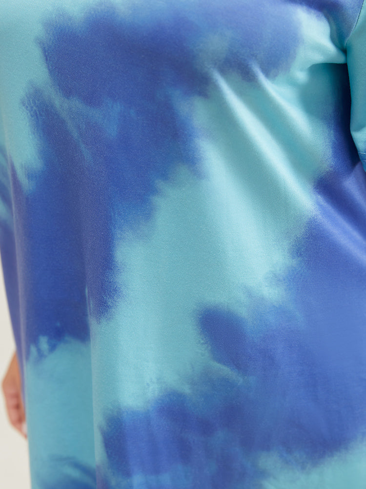 Tie Dye Casual Drop Shoulder Crew Neck T-shirt