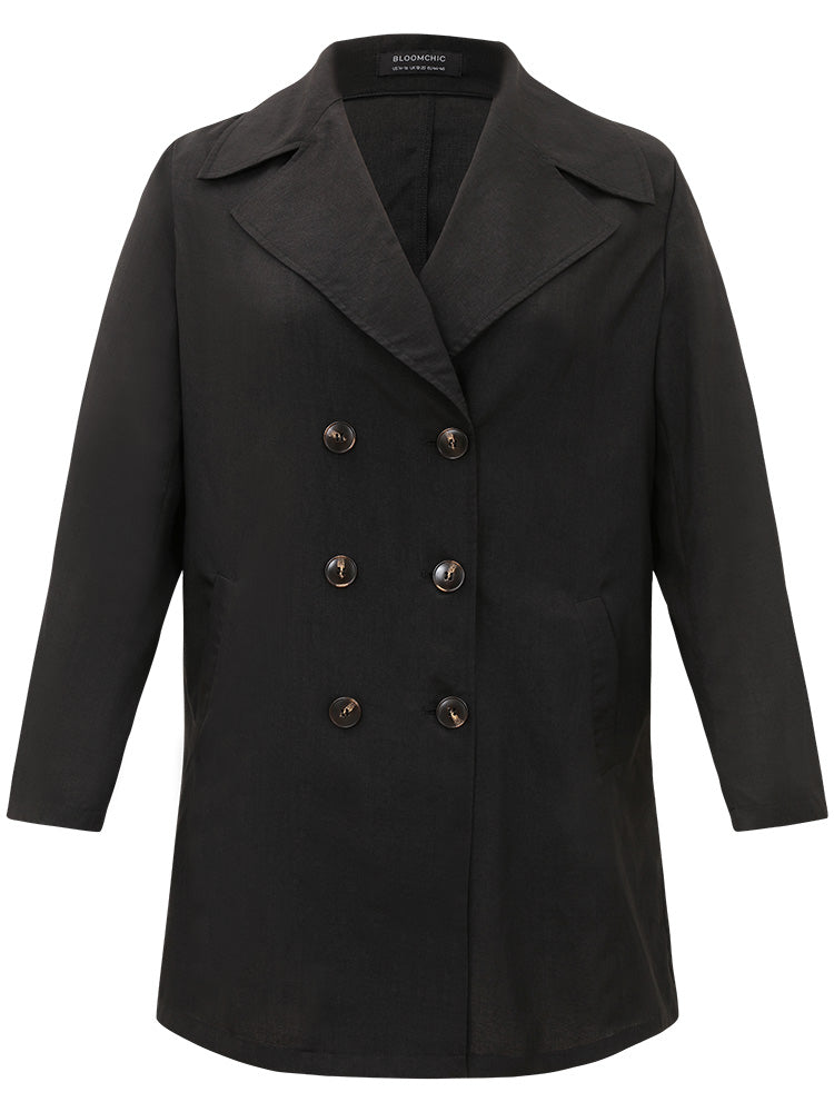 Halloween Solid Lapel Collar Double Breasted Pocket Coat