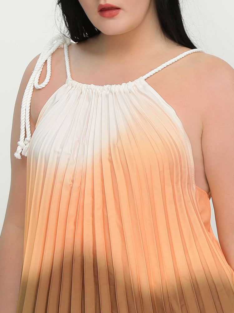 Contrast Color Pleated Cami Top