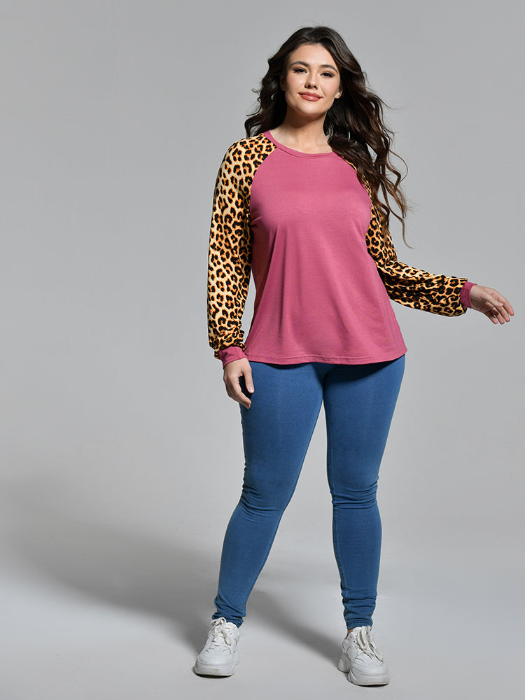 Leopard Raglan Sleeve Tee