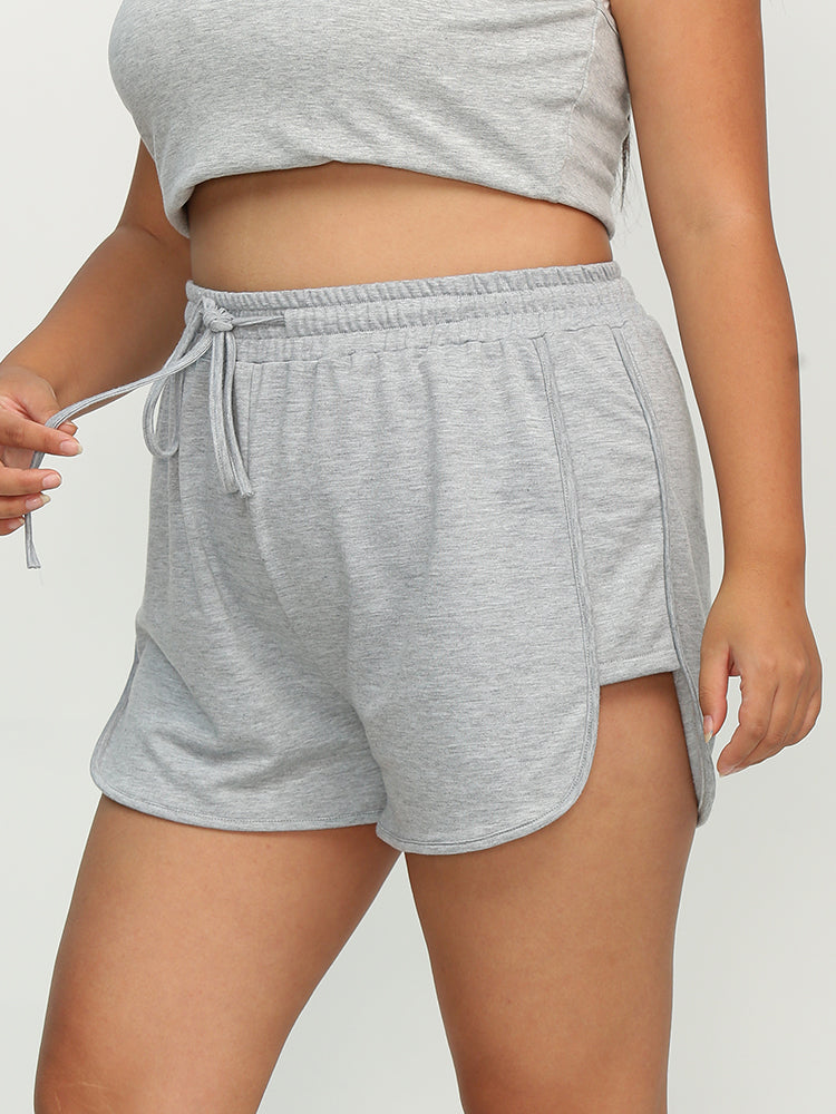 Irregular Hem Drawstring Short