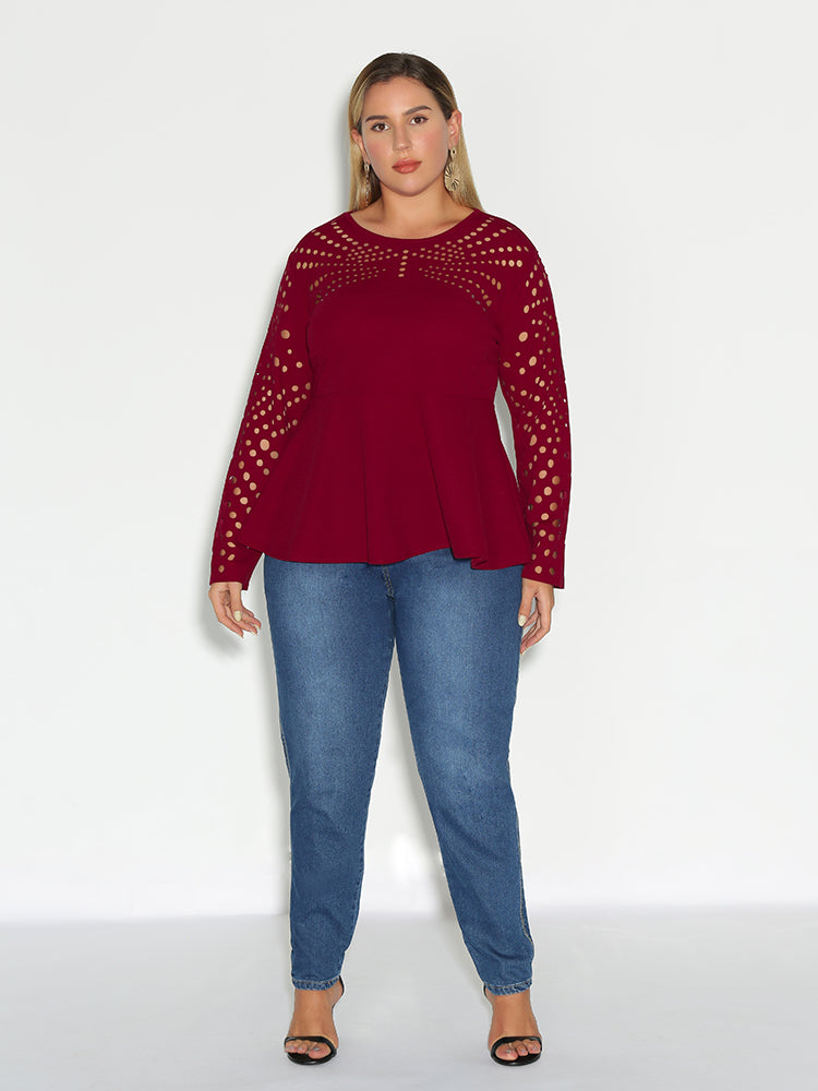 Cut-out Ruffle Hem Blouse