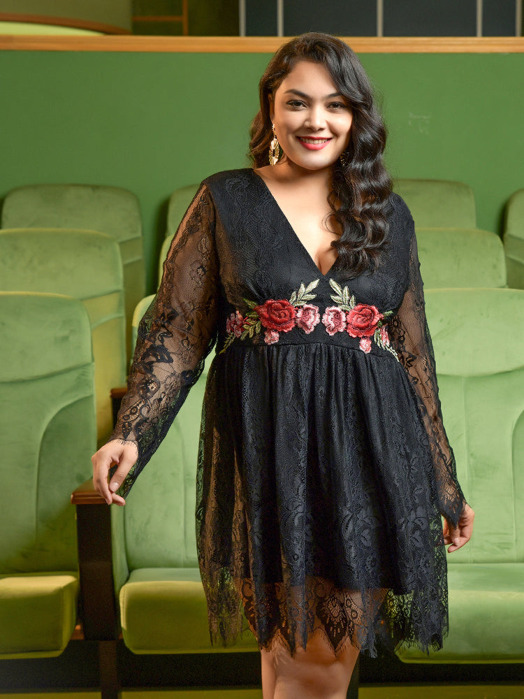 Embroidered Applique Lace Dress