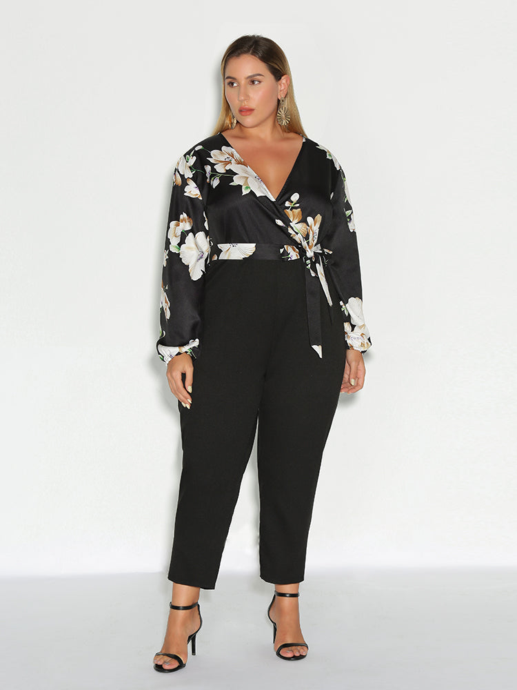 Floral Print Belted Jumpsuit