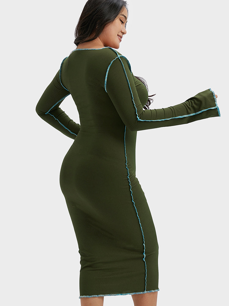 Patchwork Square Collar Dress