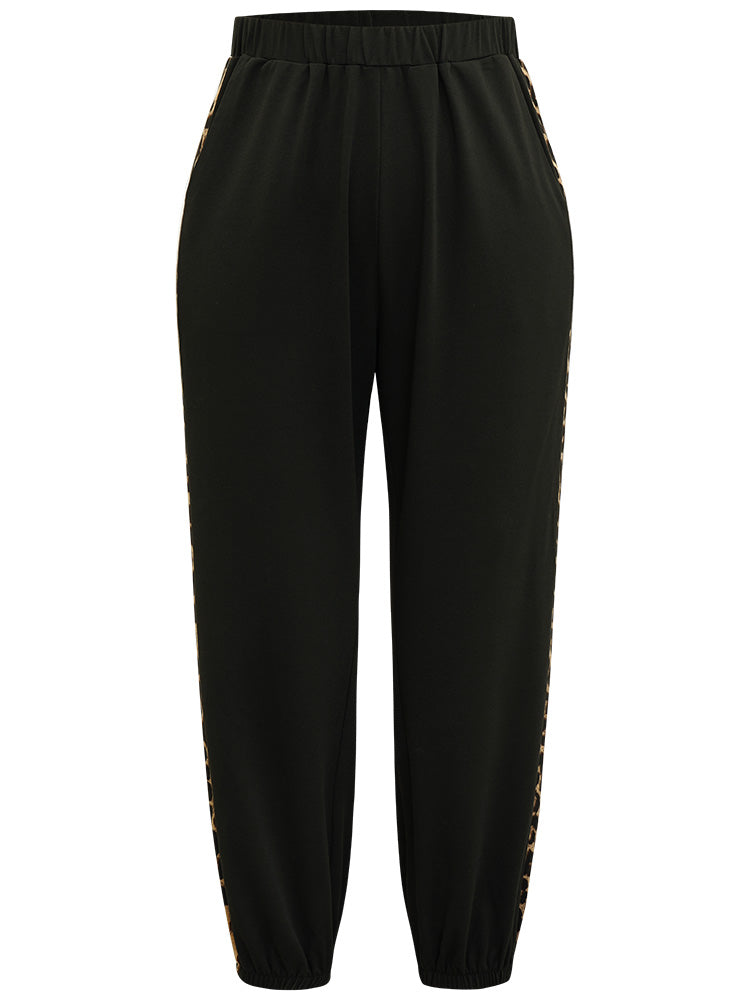 Leopard Patchwork Contrast Pants
