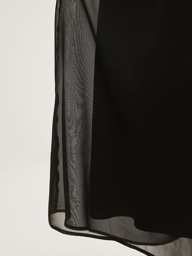 Star Print Lantern Sleeve Pocket Flutter Midi Dress