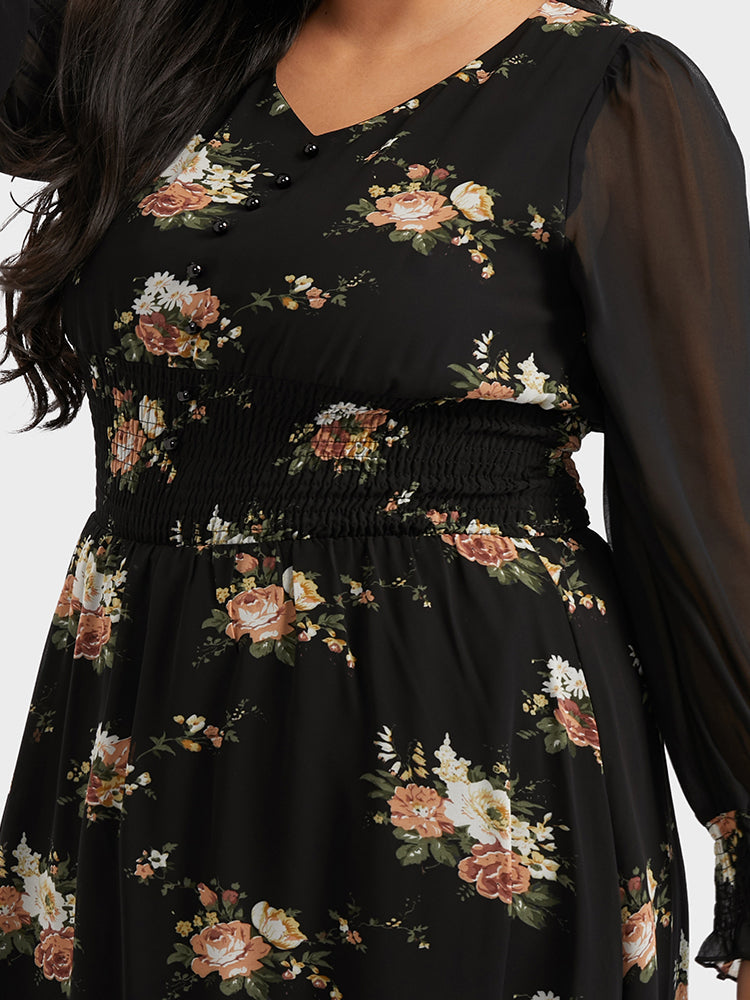 Floral Shirred Maxi Dress