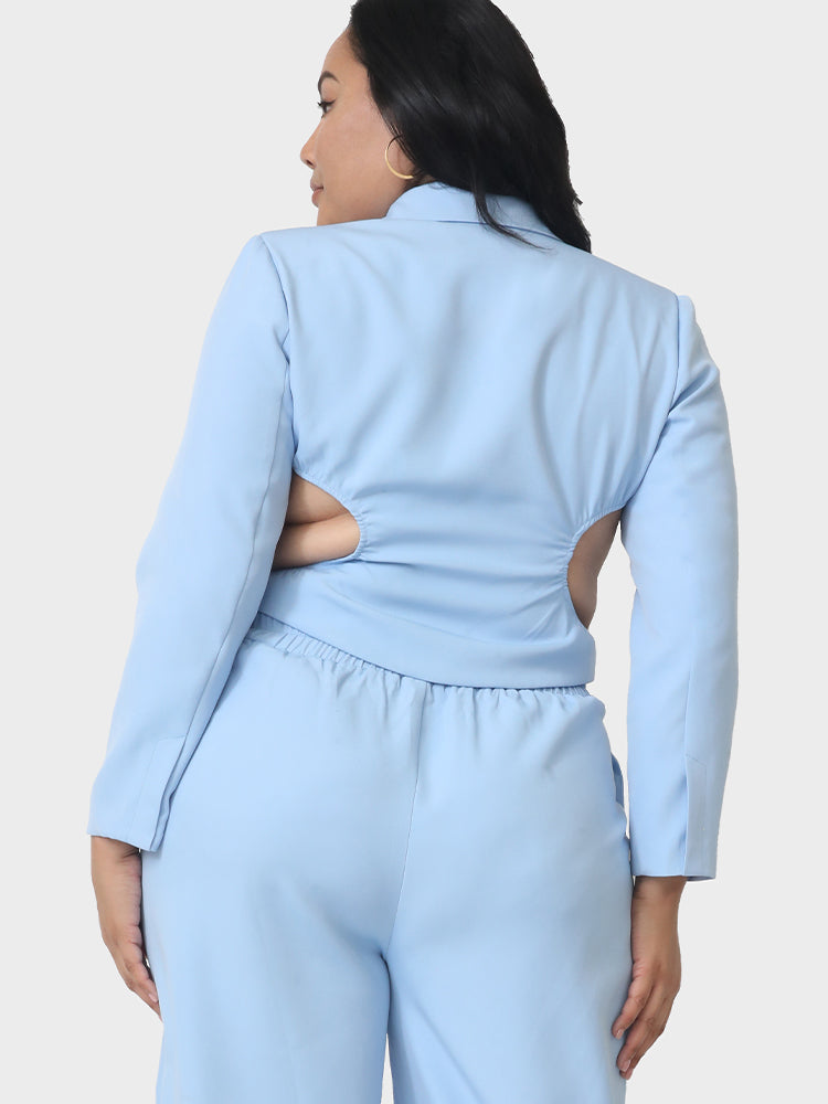 Cut Out Suit Collar Top