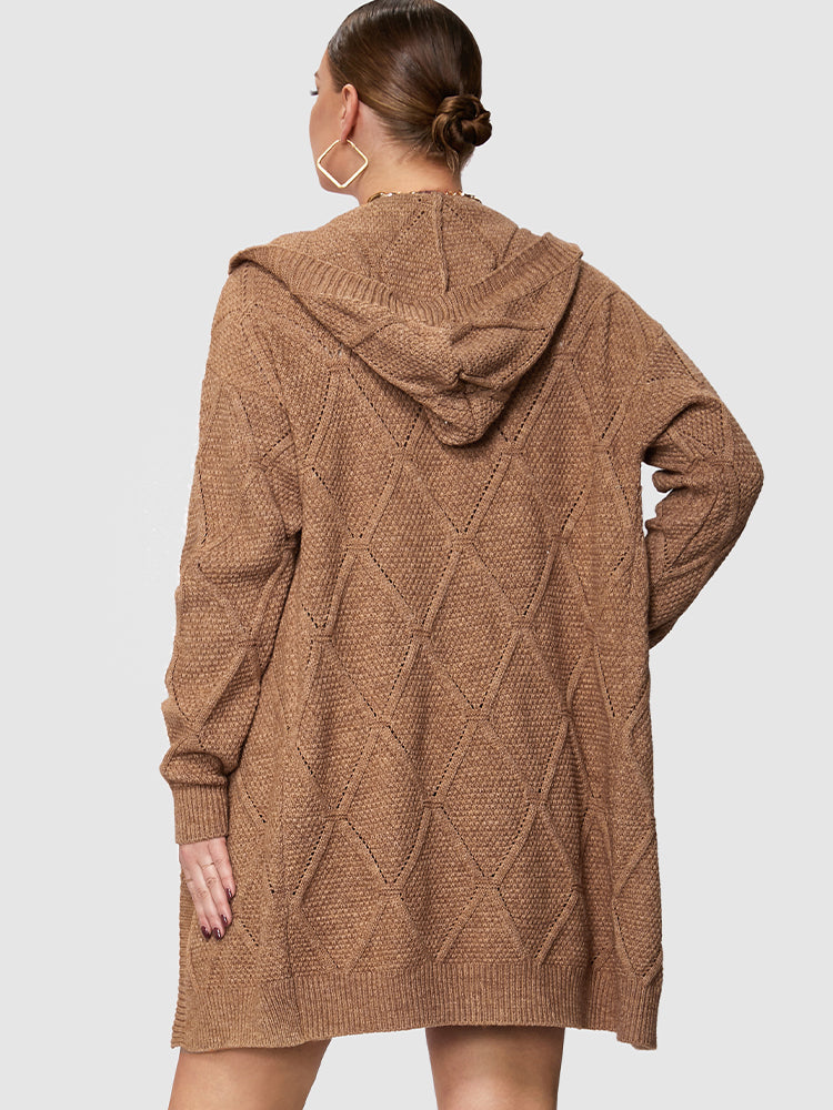 Cable Knit Belted Hooded Cadigan