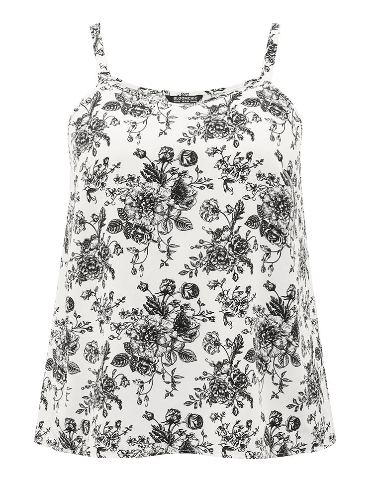 Floral Print Adjustable Straps Sleep Cami Top