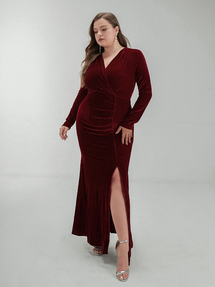 Burgundy Bodycon Split Dress