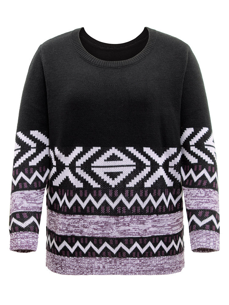 Bandana Jacquard Heather Patchwork Pullover