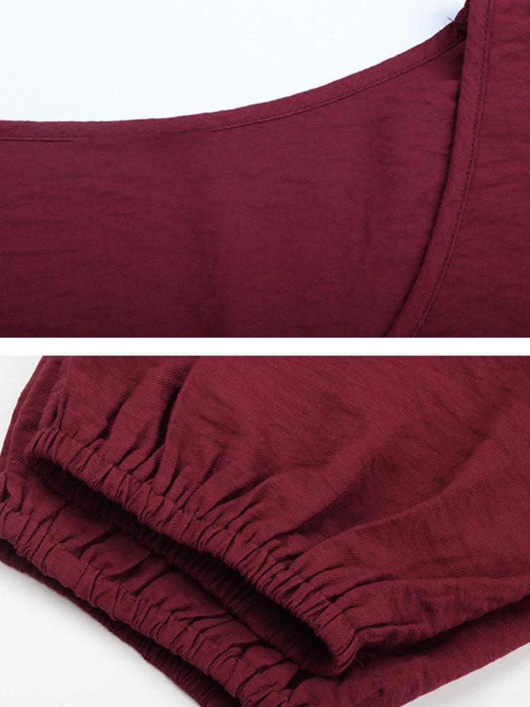 Belt Lantern Sleeve Commute Dress