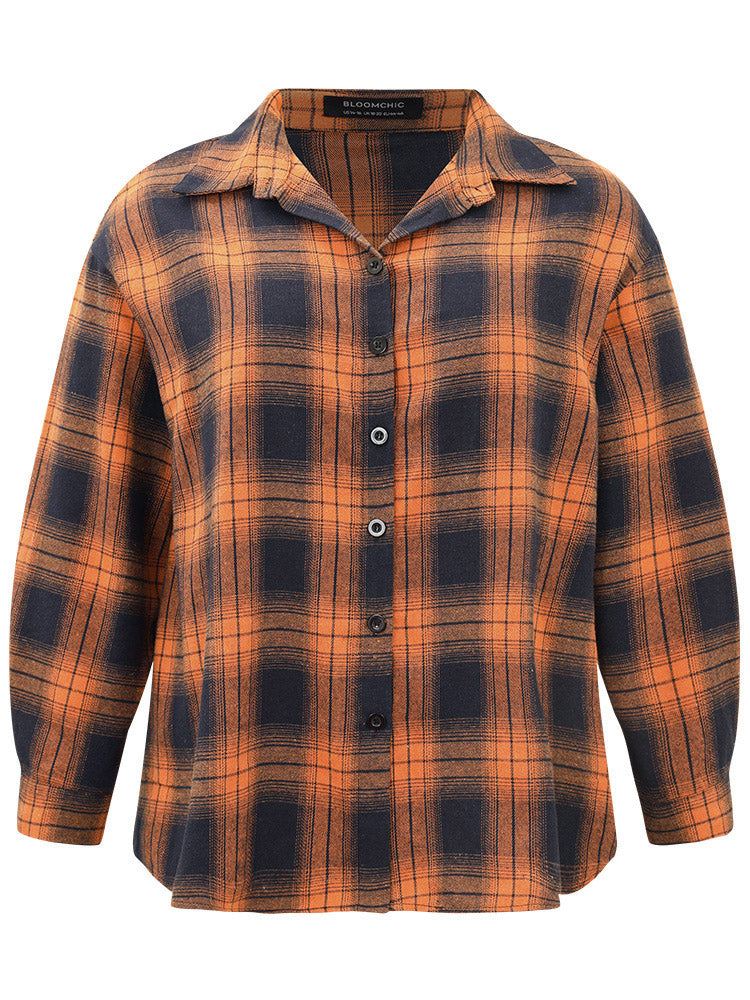 Halloween Plaid Shirt Collar Button Through Woven Top