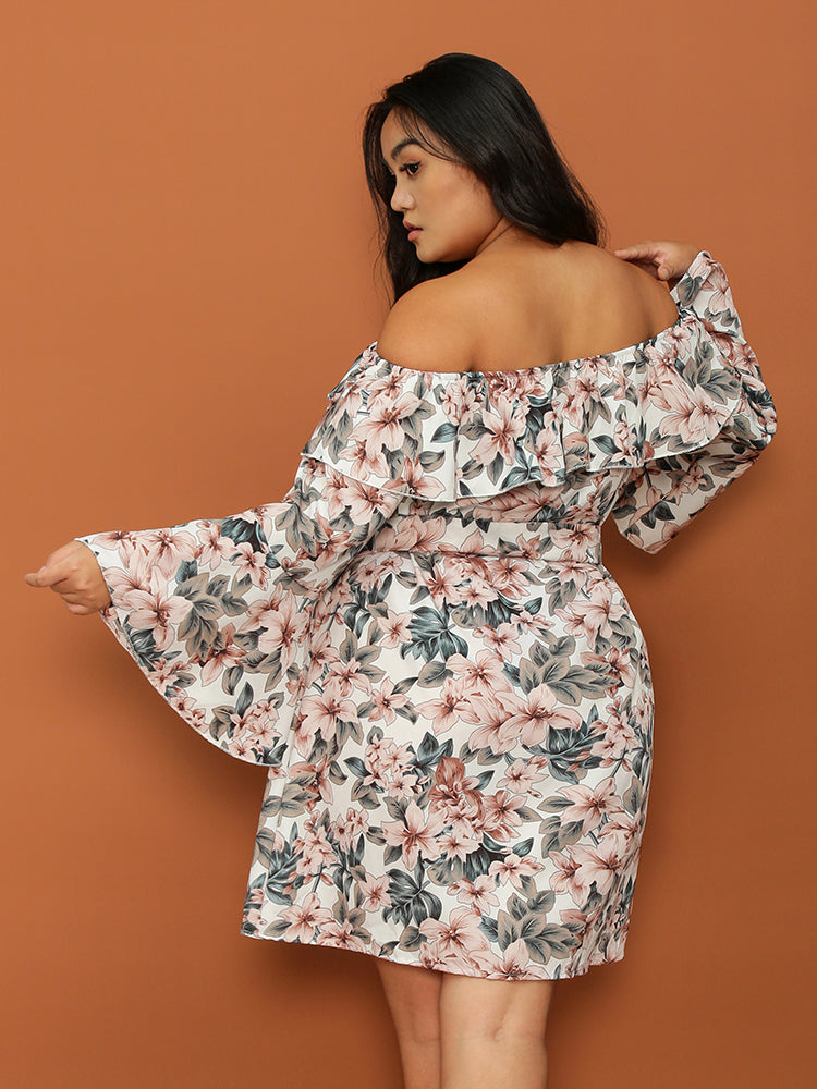 Flared Sleeve Off Shoulder Dress