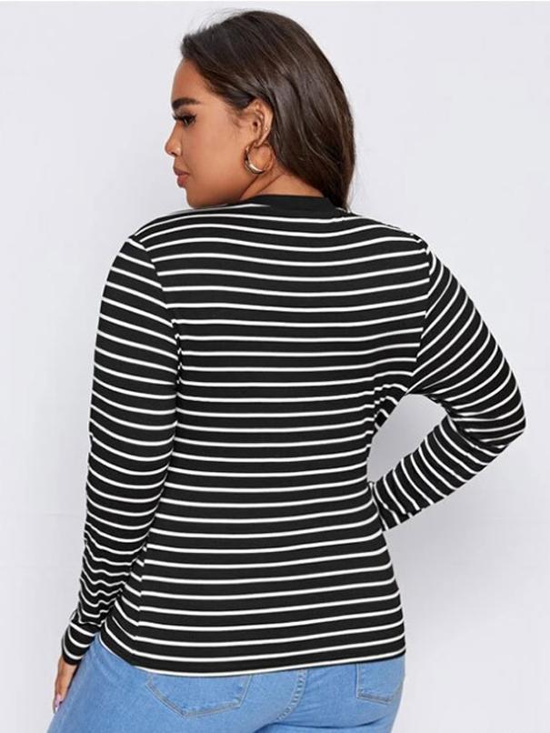 Basic Stripe Round Neck T-shirt