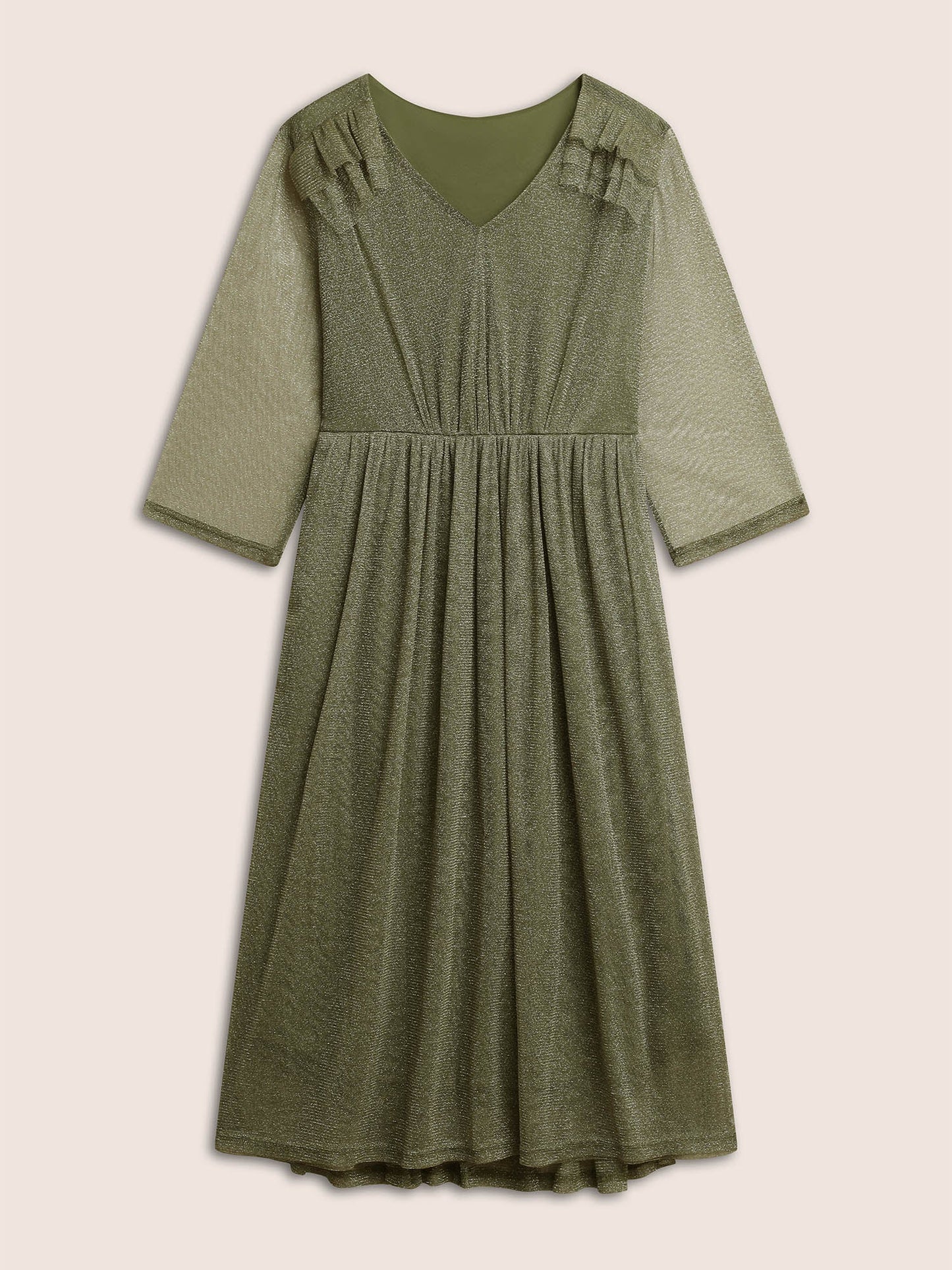 Flutter Trim Mesh Pocket Gathered Dress