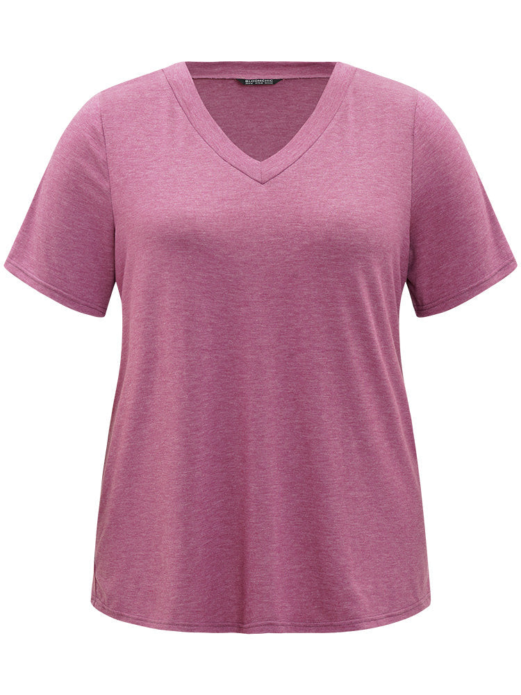 Plain Heather V Neck Sleep Top