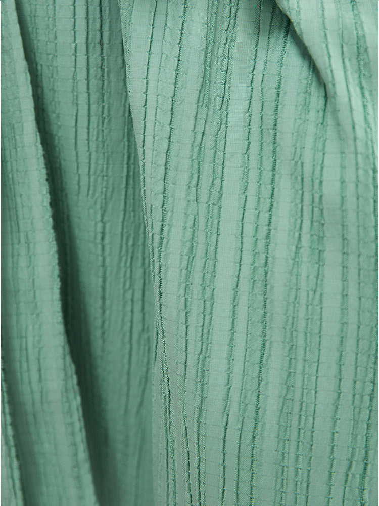 Solid Textured Ruffle Tiered Cap Sleeve Pocket Belted Plisse Dress