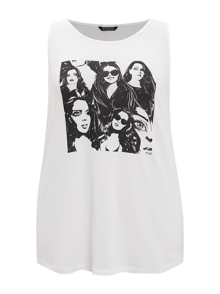 Figure Print Sleeveless Tank Top