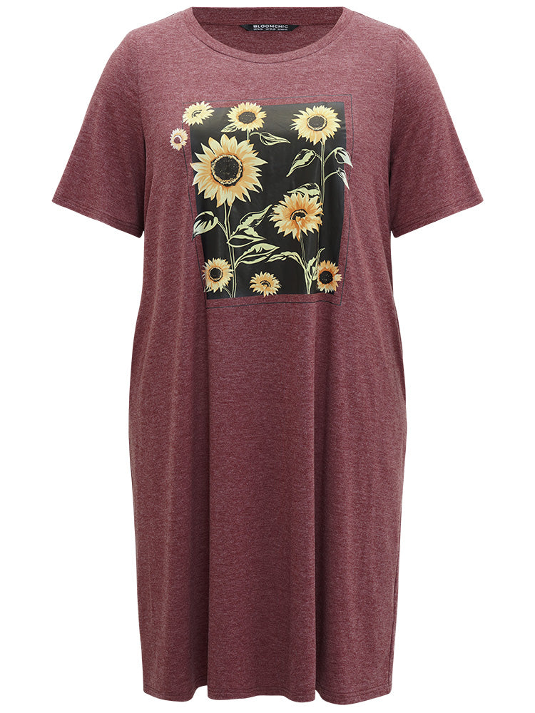 Supersoft Essentials Floral Print Pocket Crew Neck Dress