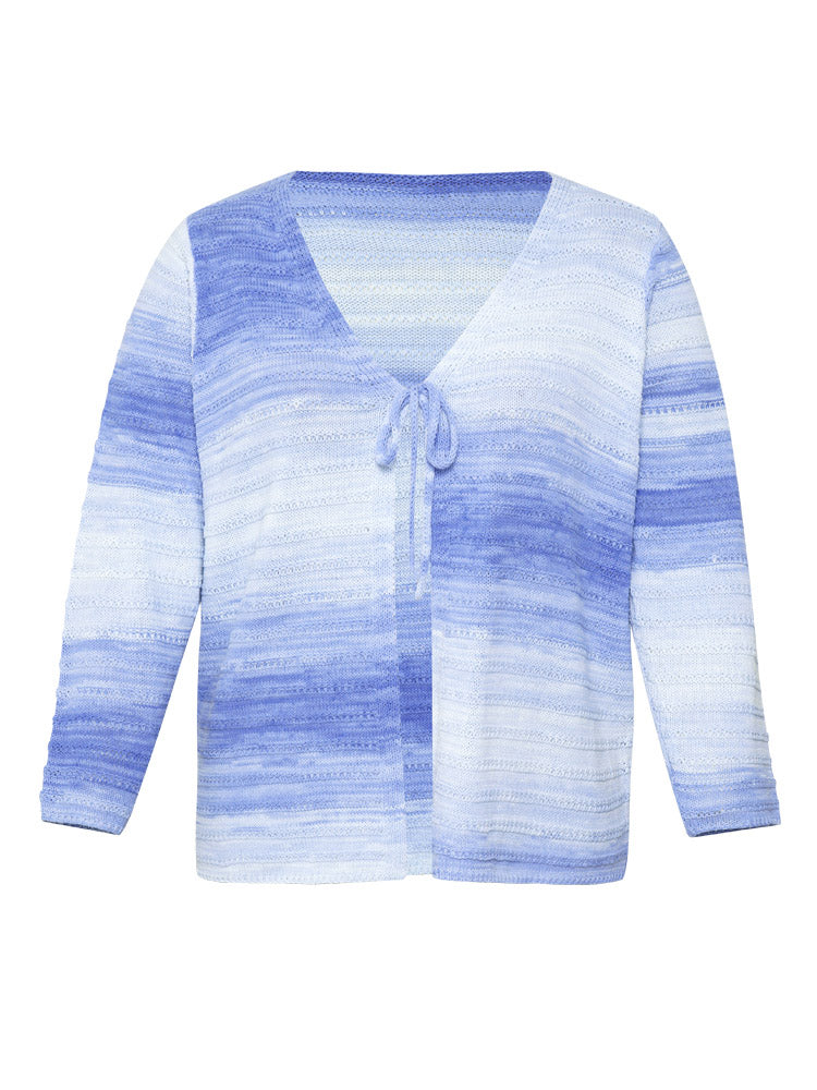 Ombre Knotted Front Bodycon Cardigan