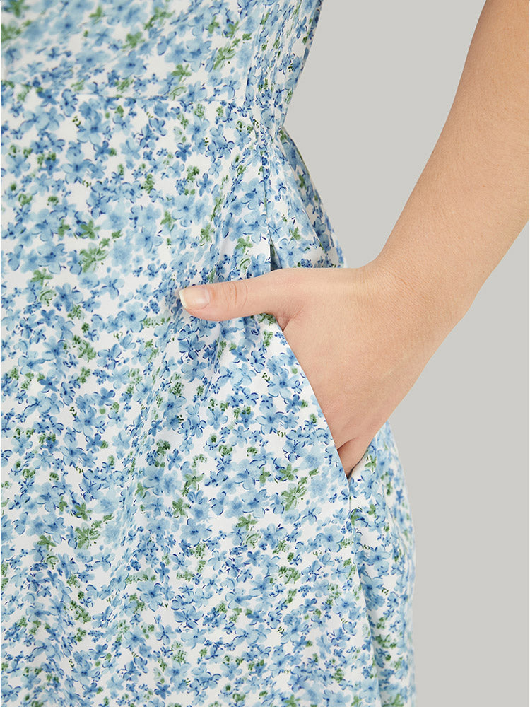 Ditsy Floral Ruffle Hem Pocket Cami Dress