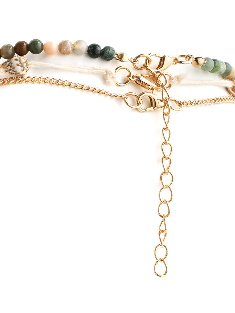 Conch & Beaded Charm Layered Necklace