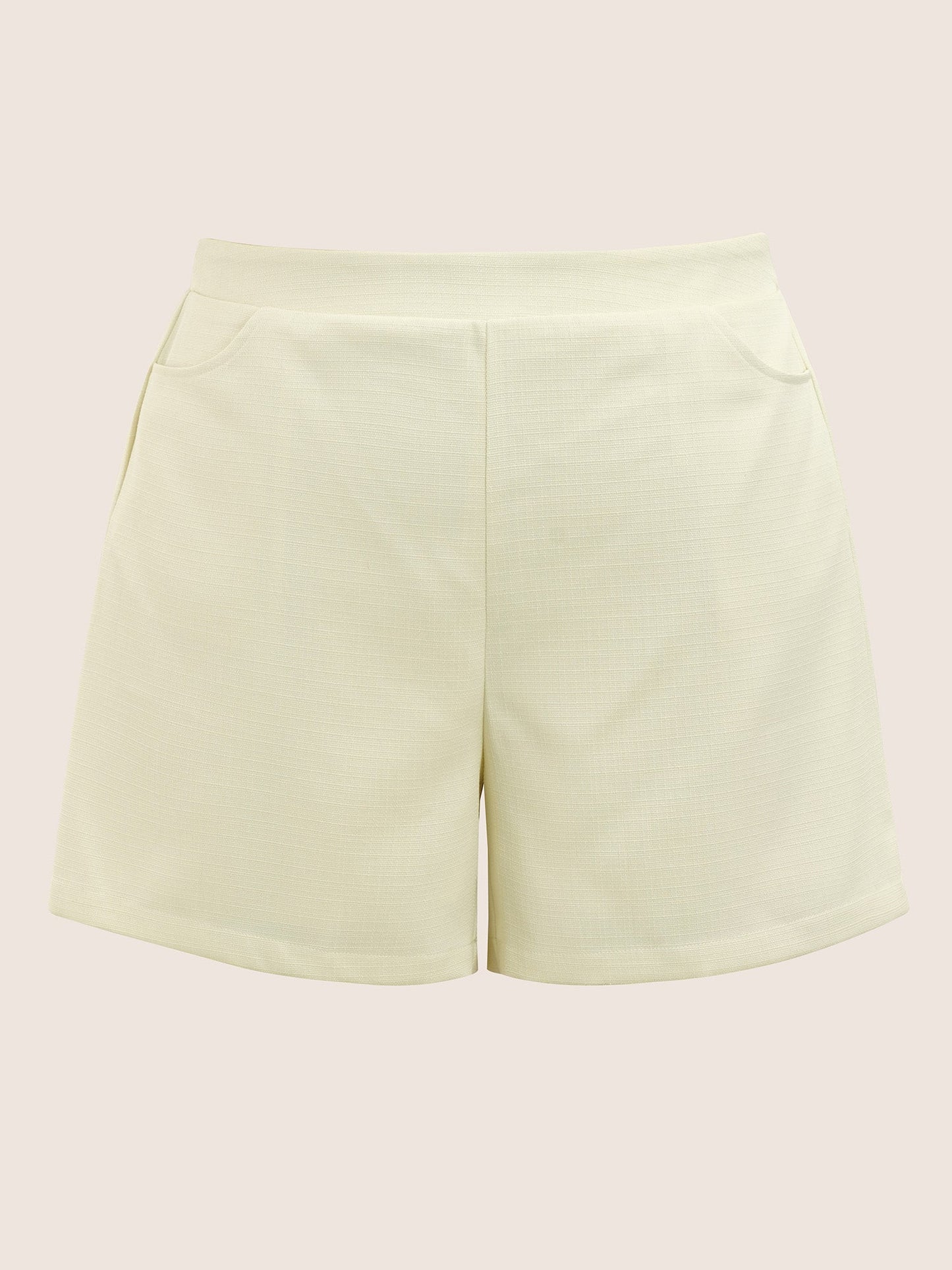 Plain Textured Elastic Waist High Rise Shorts