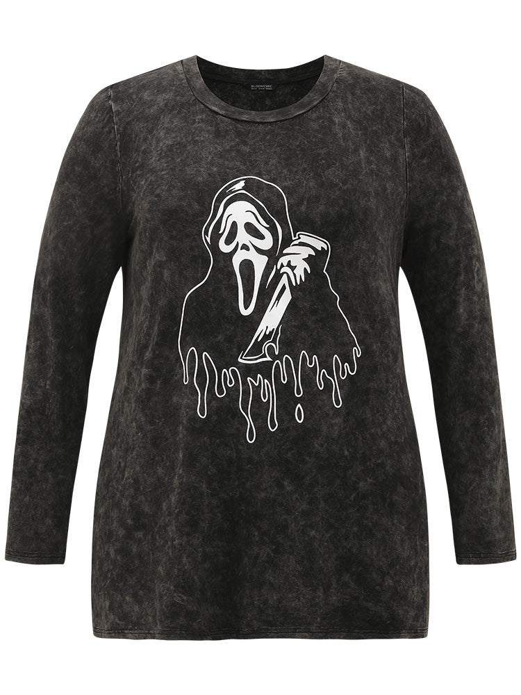 Halloween Supersoft Essentials Skull Print Vintage T-shirt