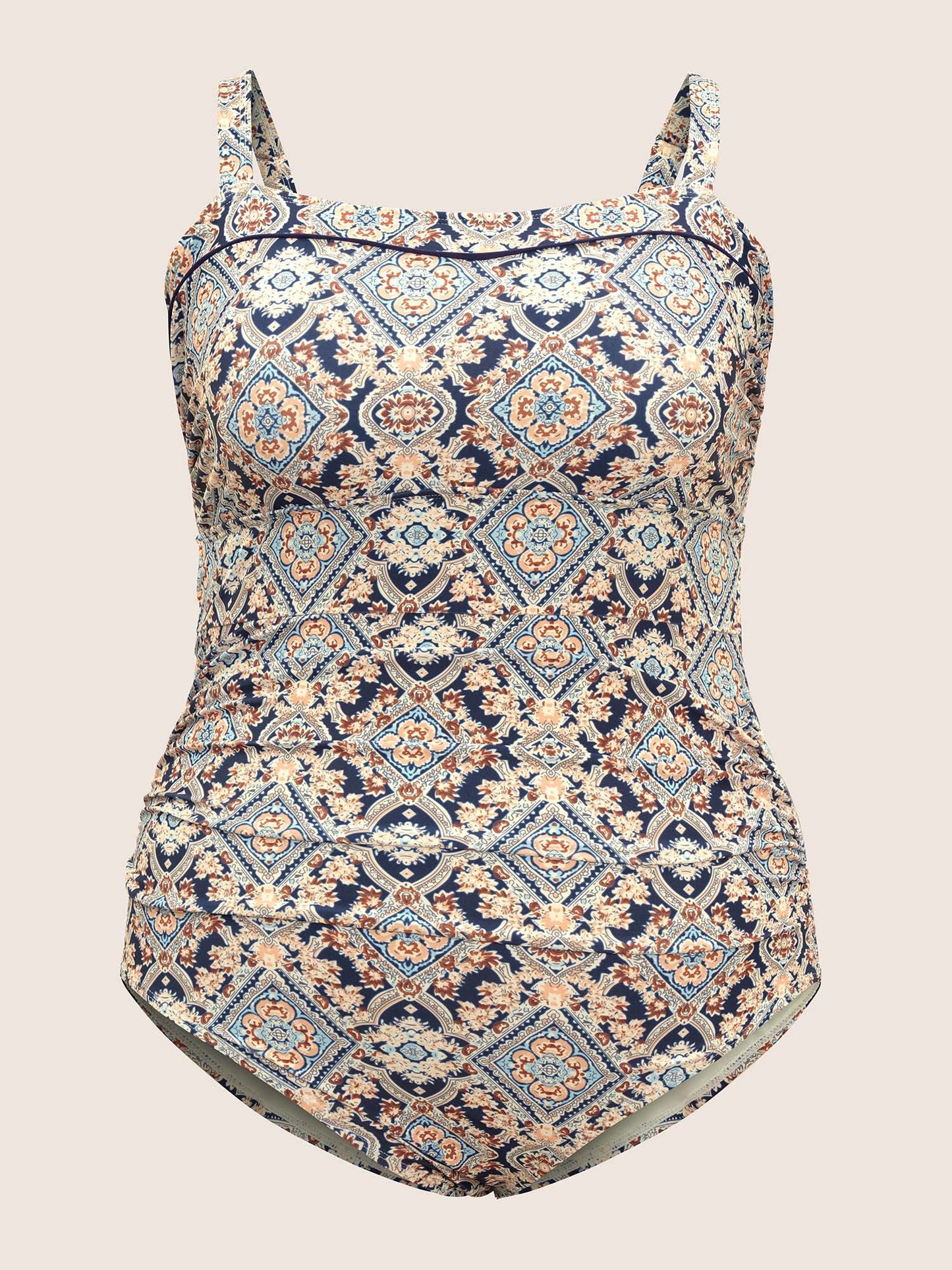 Bandana Print Ruched Cami One Piece Swimsuit