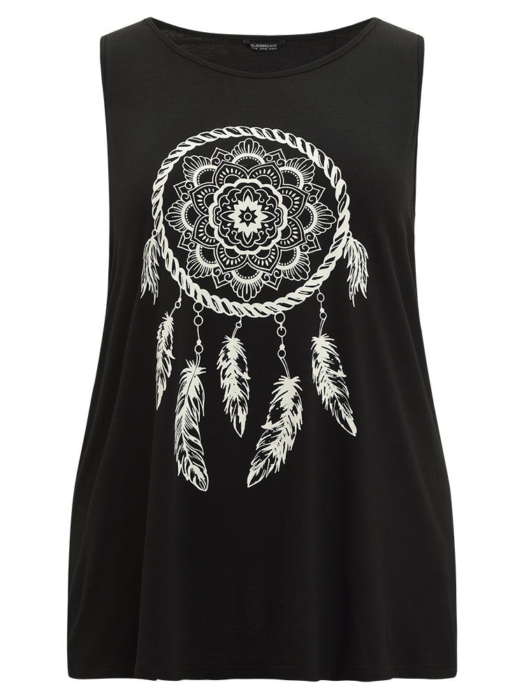 Dream Catcher & Feather Print Tank Top