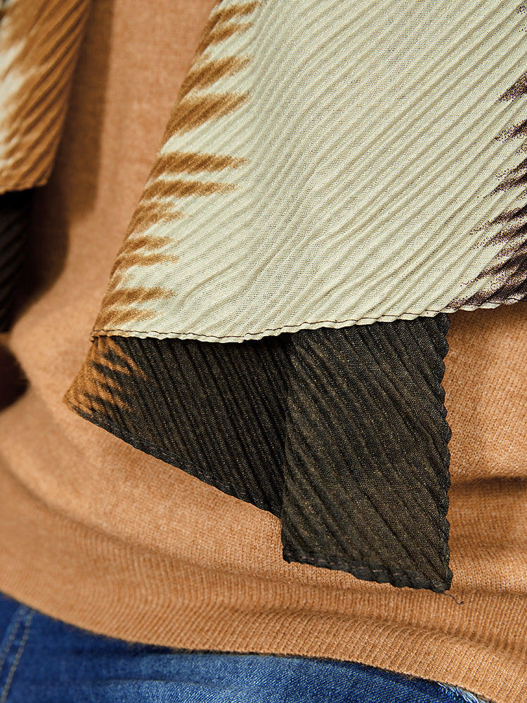 Colorblock Contrast Pleated Scarf