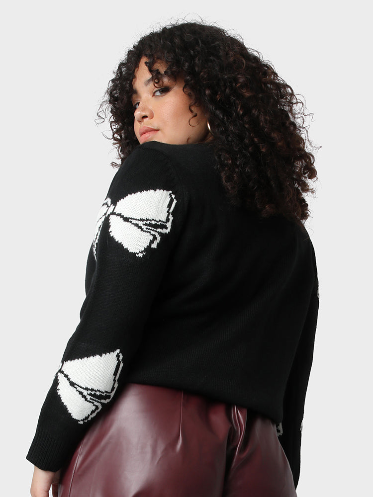 Bowknot Print Regular Sweater