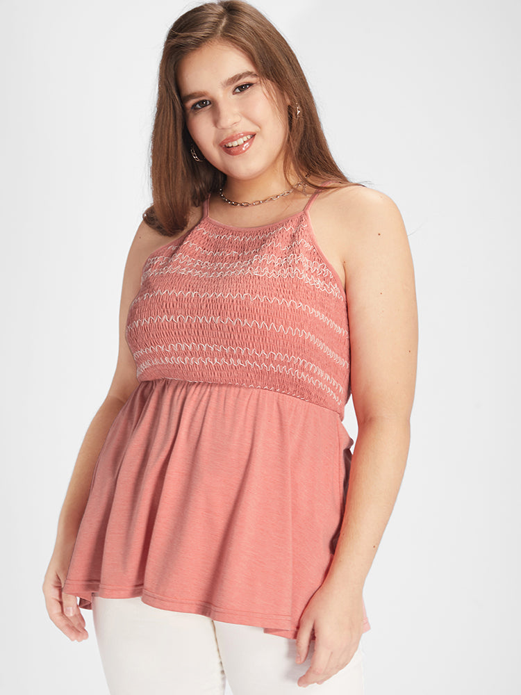 Shirred Elastic Waist Tank Top