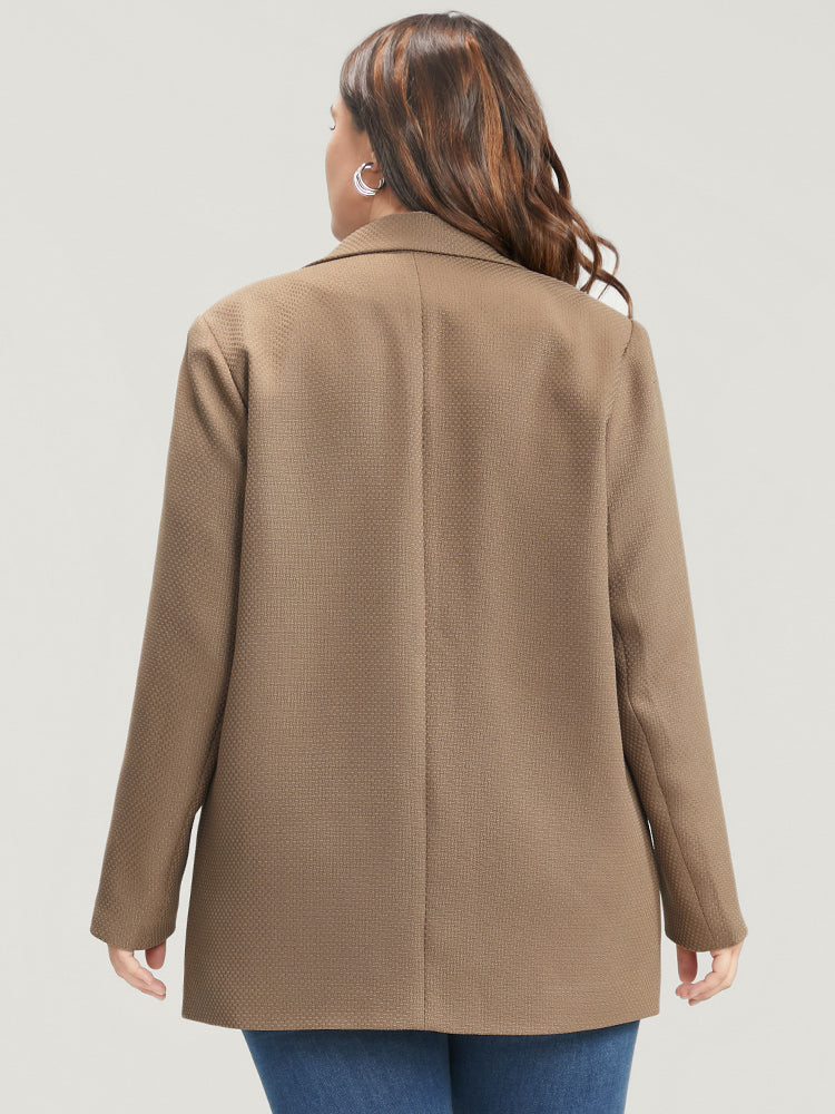 Solid Pocket Button Down Suit Collar Blazer