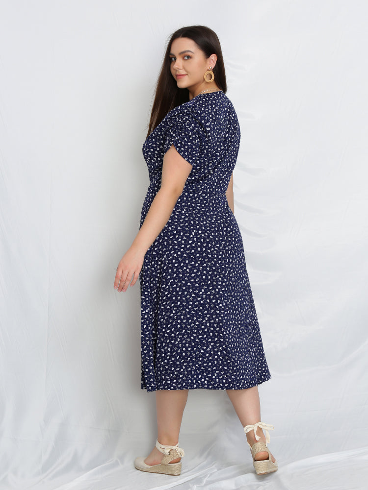 Ditsy Button Up Split Dress