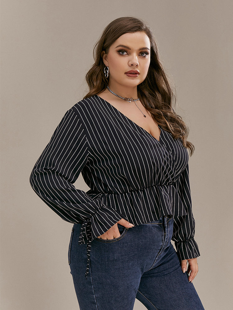 Knotted Surplice Neck Blouse